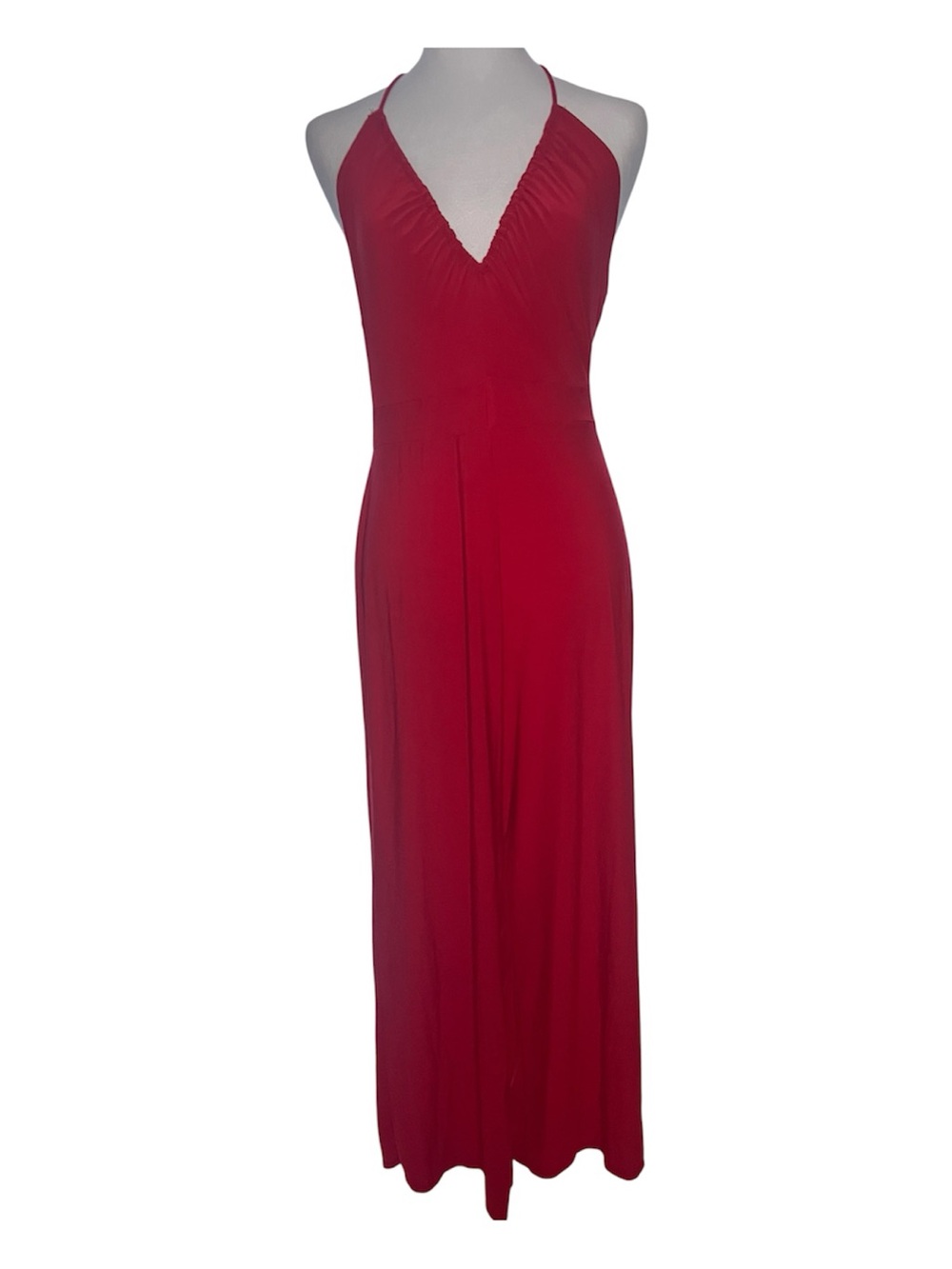 Vintage Red Halter Maxi Jumpsuit Small